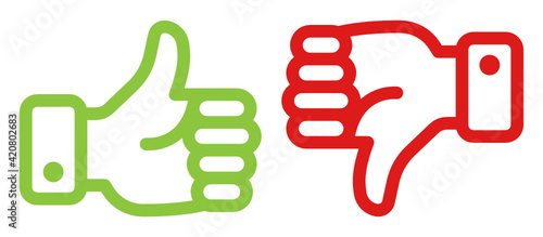 Thumb up and thumb down sign. Vector illustration
