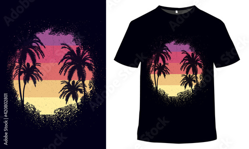 California Oceanside stylish t-shirt and apparel trendy design with palm trees silhouettes, typography, print, vector illustration. Summer shirt, Surfrider stylish graphic tee vector design, print.tee