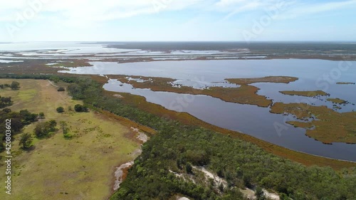 Forward flight towards and over Lake Wellington in Gippsland, Australia photo