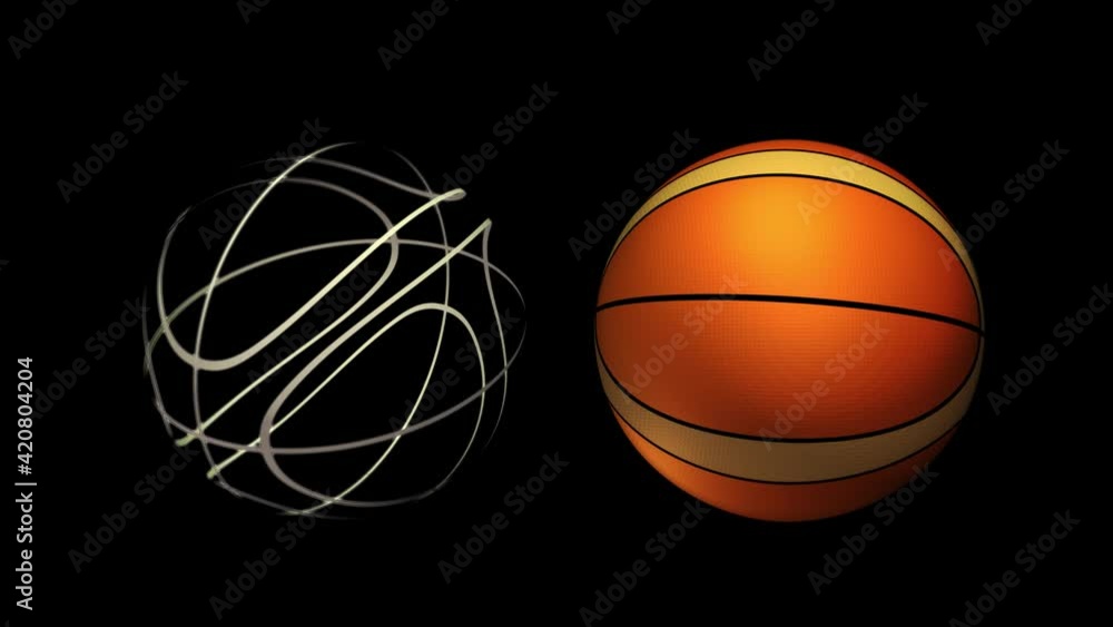 2x Basketball elements rotating in full rotation with alpha channel ...