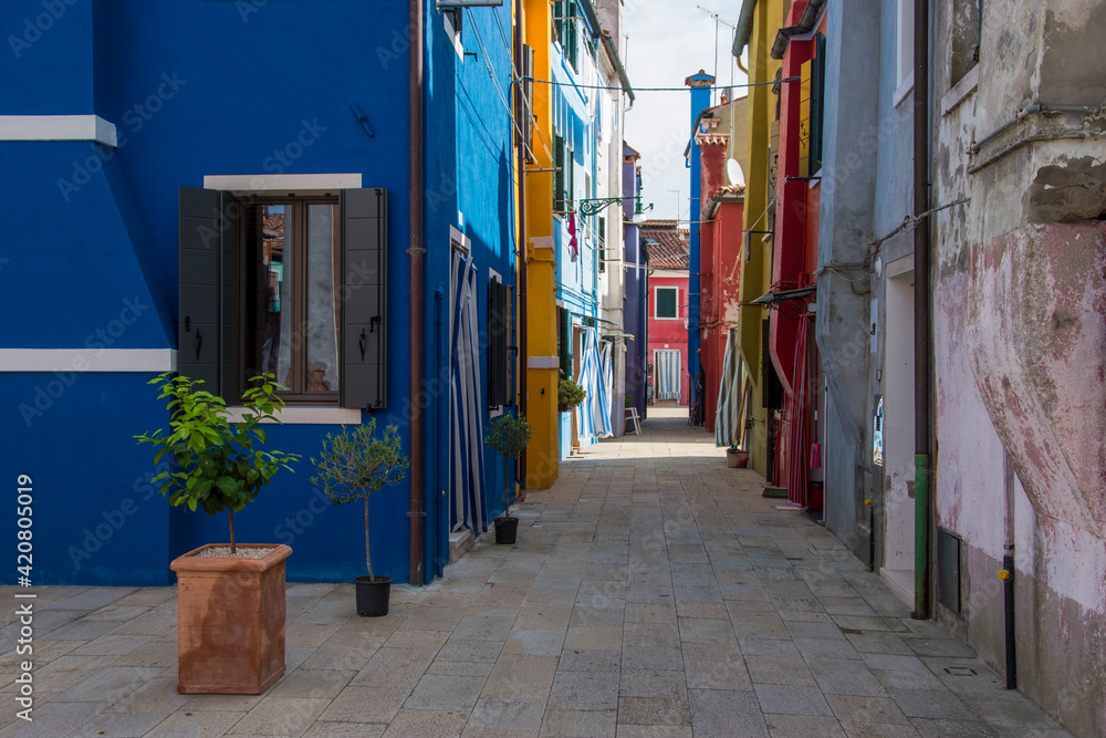 Fototapeta premium Burano island, characteristic view of colorful houses, Venice lagoon, Italy, Europe