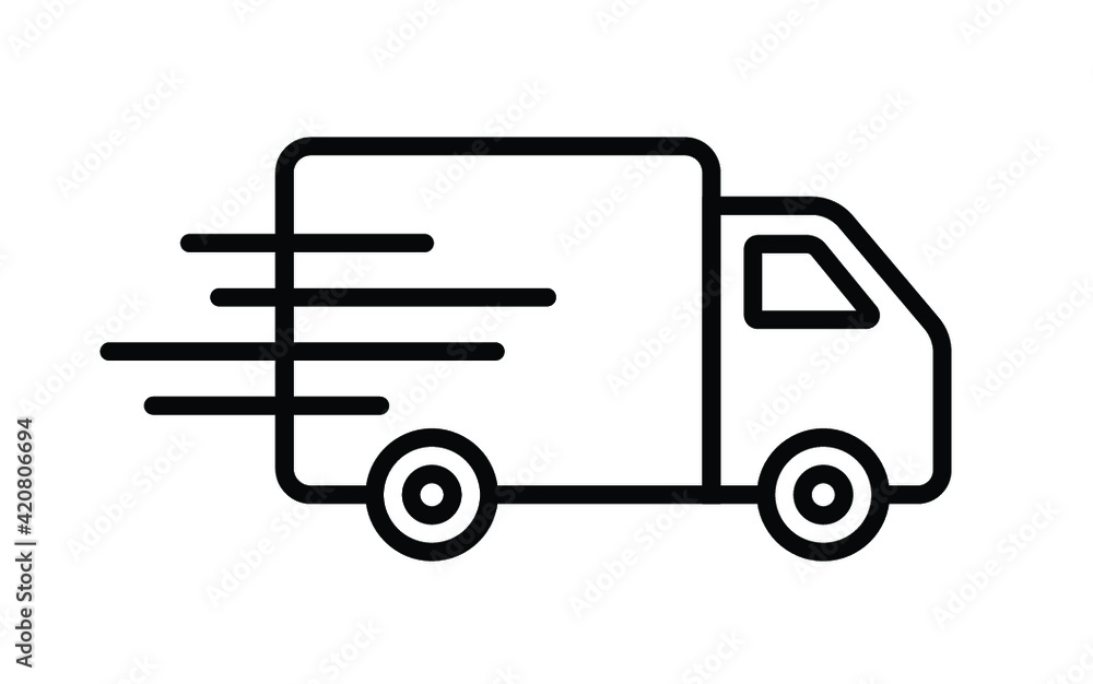 Shipping fast delivery truck icon symbol, Pictogram flat outline design for apps and websites, Isolated on white background, Vector illustration Shipping fast delivery truck icon symbol, Pictogram flat outline design for apps and websites, Isolated on white background, Vector illustration