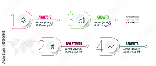 Infographic business template with step or option design.