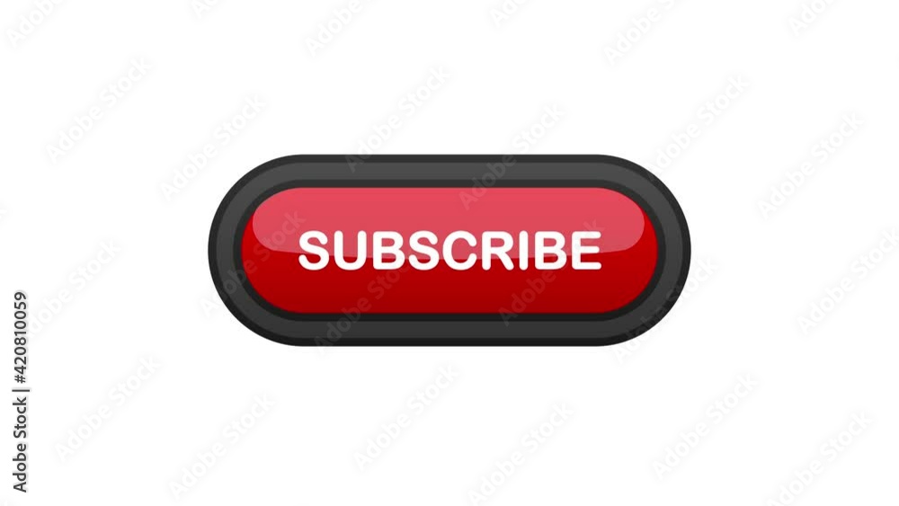 Subscribe blue realistic 3D button isolated on white background. Hand clicked. Motion graphic. Subscribe blue realistic 3D button isolated on white background. Hand clicked. Motion graphic.