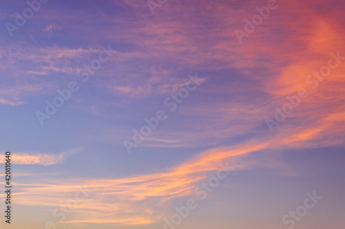 Evening sky with colorful sunlight cloud on twilight, Dusk sky. © Nature Peaceful 