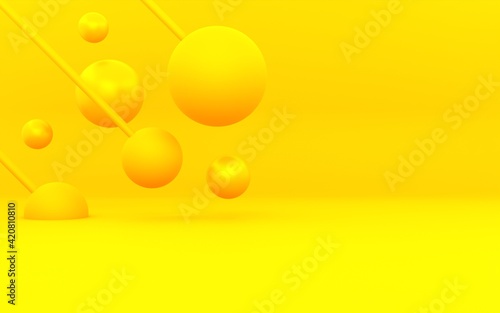 3d rendering of yellow orange abstract minimal concept background. Scene for advertising, cosmetic ads, show, technology, banner, cream, fashion, summer, children, kid. Illustration. Product display