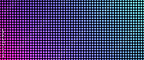 Led screen. Television texture. Pixel background. Lcd monitor. Digital display. Purple pink blue TV videowall. Electronic diode effect. Projector grid template with points. Vector illustration.