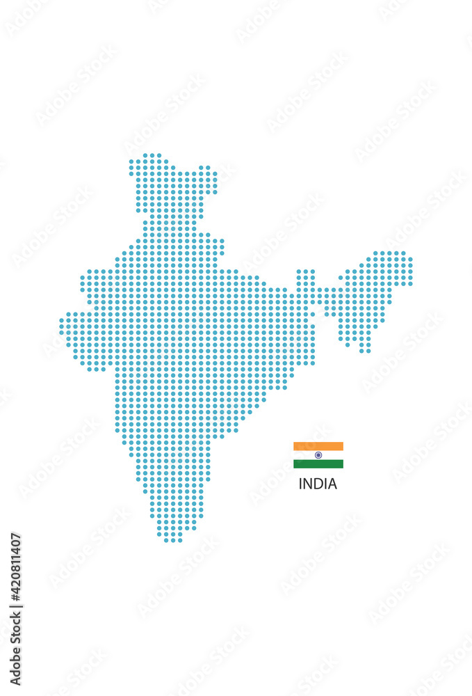 India map design blue circle, white background with India flag.