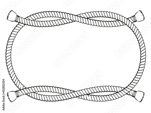 rope knot frame black and white isolated