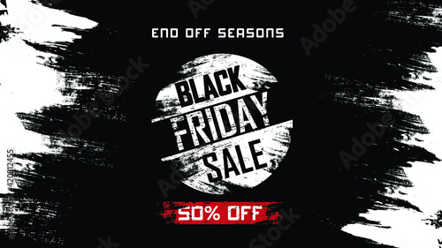 black friday sale banner,Vintage minimalist design on black background and white ink,promotion sale 