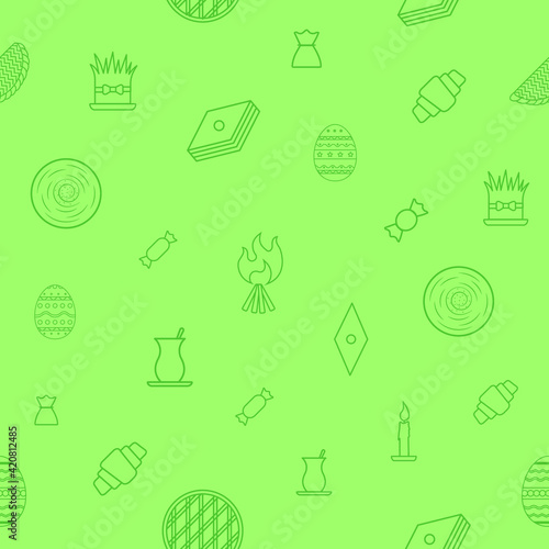 Vector seamless pattern of Nowruz attributes. Nowruz holiday pattern background.