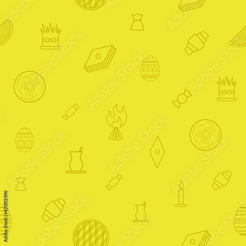 Vector seamless pattern of Nowruz attributes. Nowruz holiday pattern background.