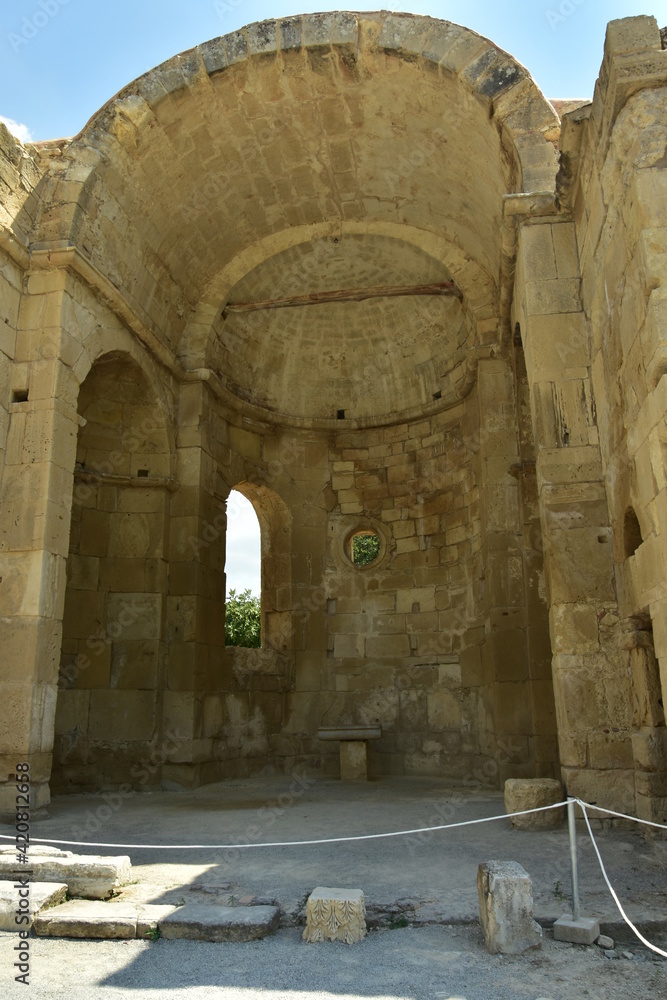 Gortyna is the ruins of an ancient metropolis on the Greek island of Crete. Gortyna is the ruins of an ancient metropolis on the Greek island of Crete.