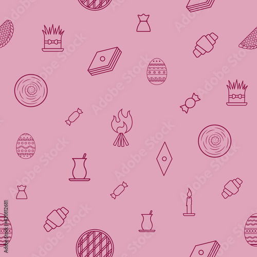 Vector seamless pattern of Nowruz attributes. Nowruz holiday pattern background.