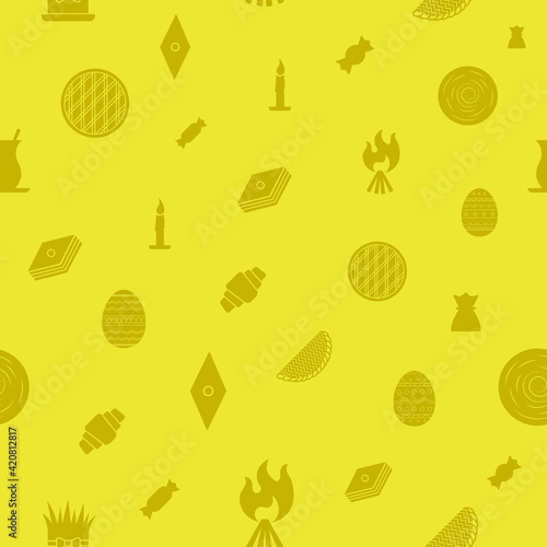 Vector seamless pattern of Nowruz attributes. Nowruz holiday pattern background.