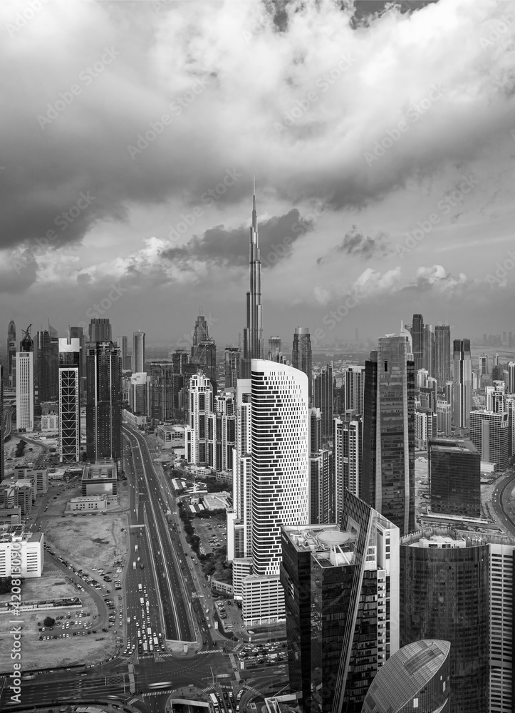 Dubai - modern city center skyline with luxury skyscrapers, United Arab Emirates ,Asia hollydai