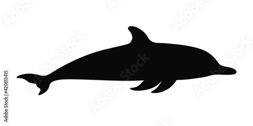 Dolphin graphic icon. Swimming dolphin sign isolated on white background. Dolphin as sea life symbol. Vector illustration