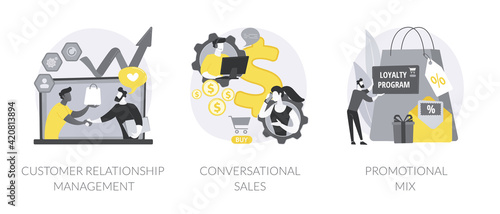 Selling strategy abstract concept vector illustrations.