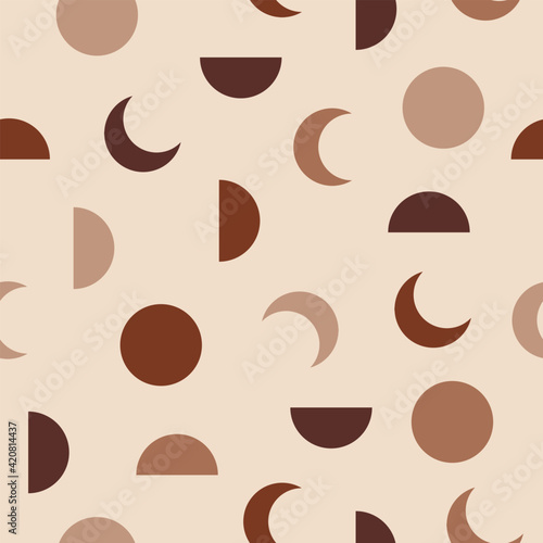 Moon phases seamless pattern, phase of moon vector background, modern elegant surface pattern