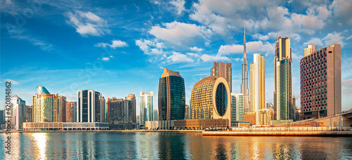 Obraz na płótnie Dubai - modern city center skyline with luxury skyscrapers, United Arab Emirates ,Asia hollydai w salonie
