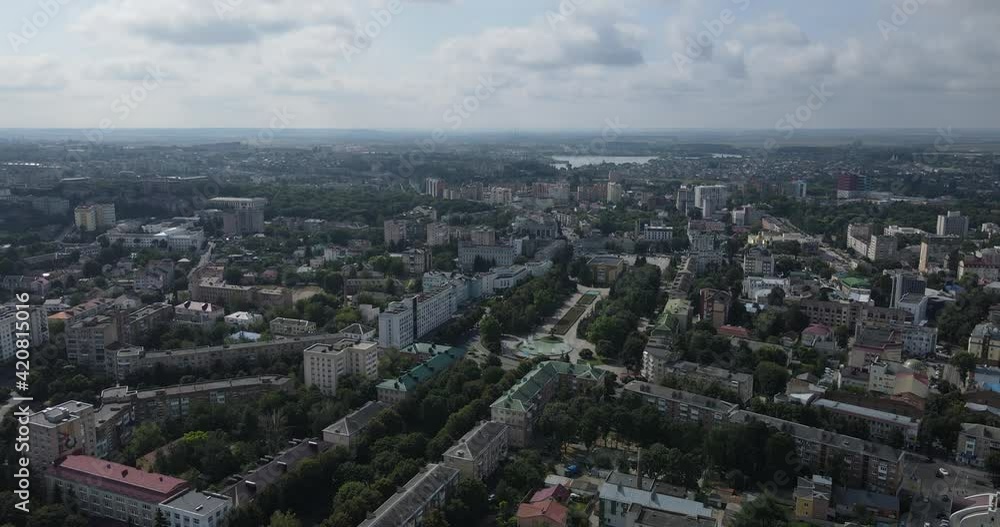 Center. Ukraine city Rivne. Aerial shot Center. Ukraine city Rivne. Aerial shot