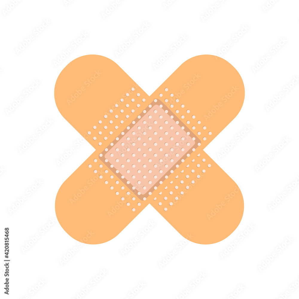 Medical Band-aid. Antiseptic band-aid. Flat vector illustration isolated on a white background Medical Band-aid. Antiseptic band-aid. Flat vector illustration isolated on a white background