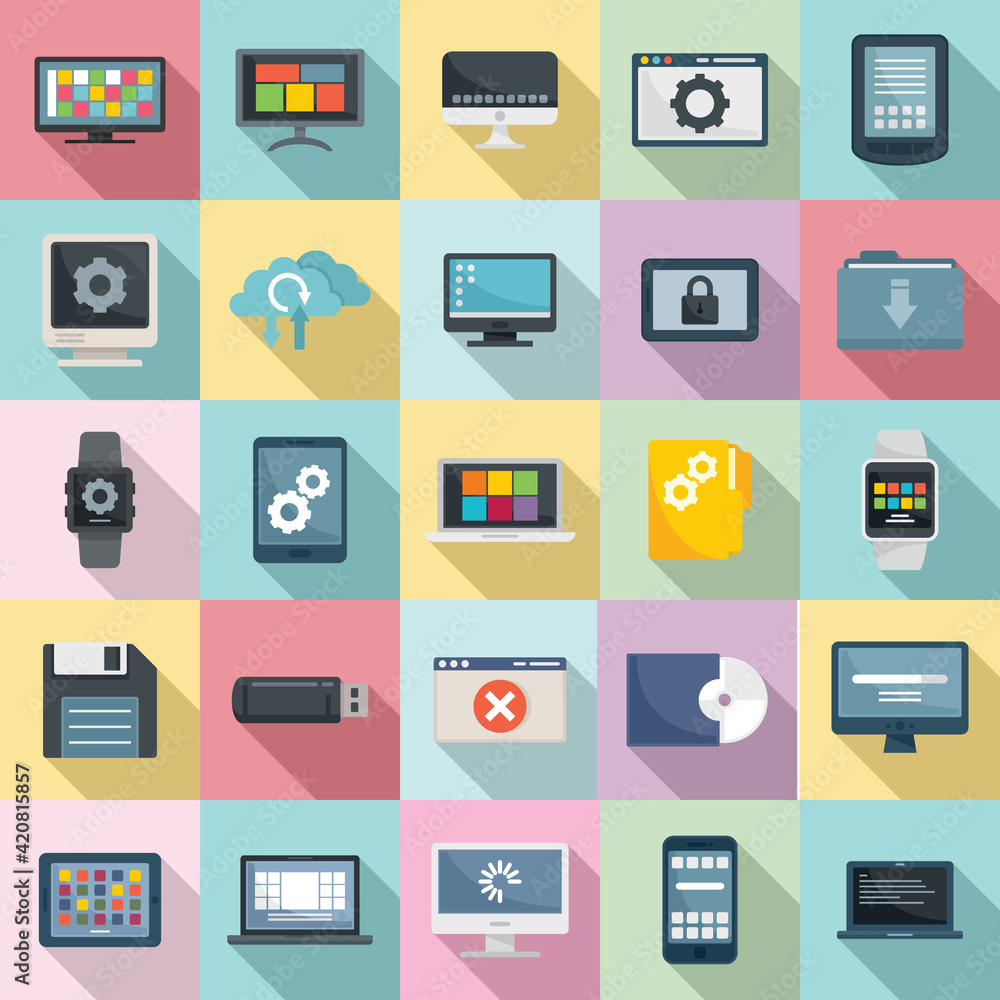Operating system icons set, flat style Operating system icons set, flat style