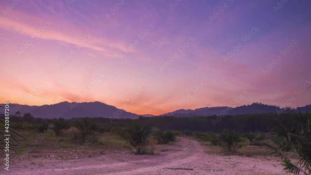 4K Timelapse beautiful sunrise landscape warm weather pink-orange color sky, cirrus clouds sprayed over wide space in the morning, skyscape nature background in the spring season. pastel color texture 4K Timelapse beautiful sunrise landscape warm weather pink-orange color sky, cirrus clouds sprayed over wide space in the morning, skyscape nature background in the spring season. pastel color texture