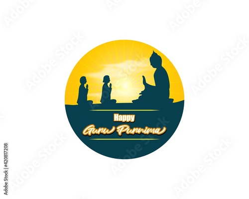 vector illustration for Indian festival guru purnima with Hindi text guru purinma ki hardik shubhkanaye means heartiest greeting for guru purinma 