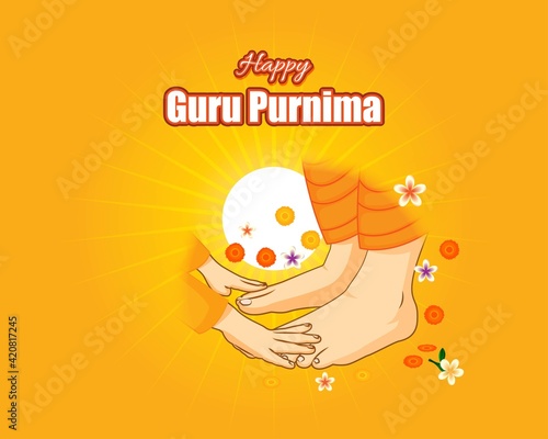vector illustration for Indian festival guru purnima with Hindi text guru purinma ki hardik shubhkanaye means heartiest greeting for guru purinma 