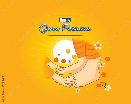 vector illustration for Indian festival guru purnima with Hindi text guru purinma ki hardik shubhkanaye means heartiest greeting for guru purinma 
