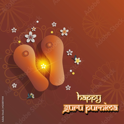 vector illustration for Indian festival guru purnima with Hindi text guru purinma ki hardik shubhkanaye means heartiest greeting for guru purinma 