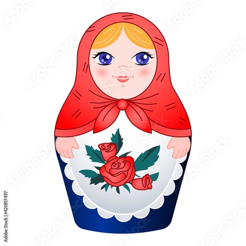 Traditional nested doll icon, cartoon style