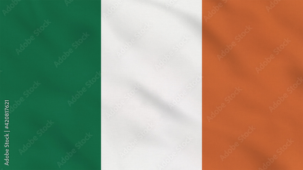 Ireland Crumpled Fabric Flag. Ireland Flag, Europe Flags, Ireland Banner. Celebration. Flag Day. Patriots. Surface Texture. Background Fabric.