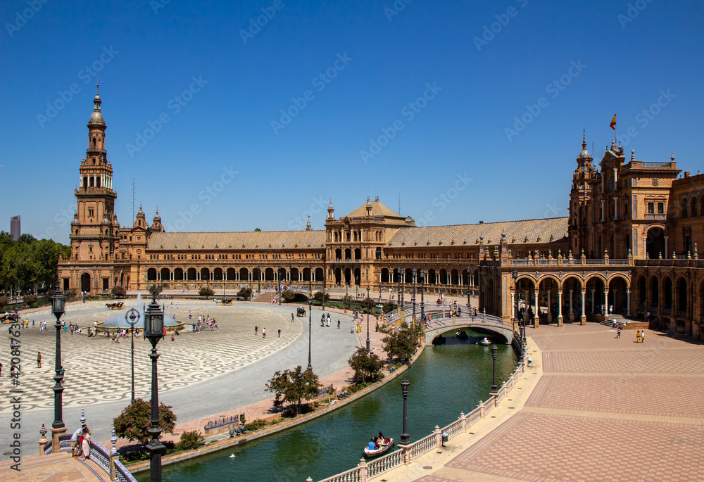 Plaza de España in the Maria Luisa park of the city of Seville