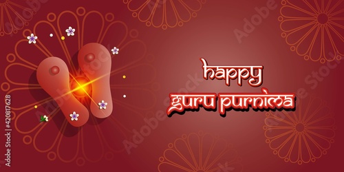 vector illustration for Indian festival guru purnima with Hindi text guru purinma ki hardik shubhkanaye means heartiest greeting for guru purinma 