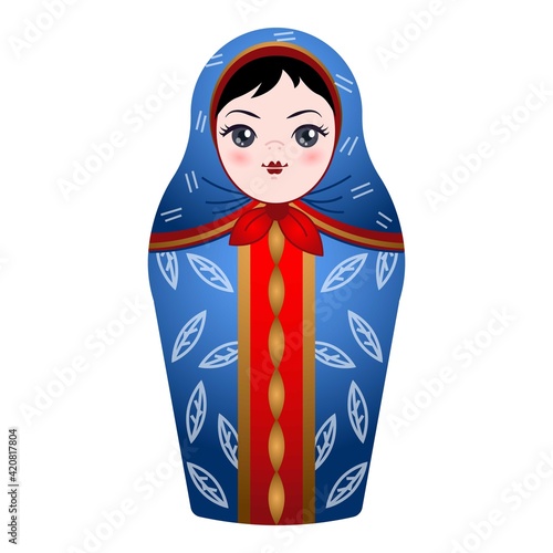 Toy nested doll icon, cartoon style