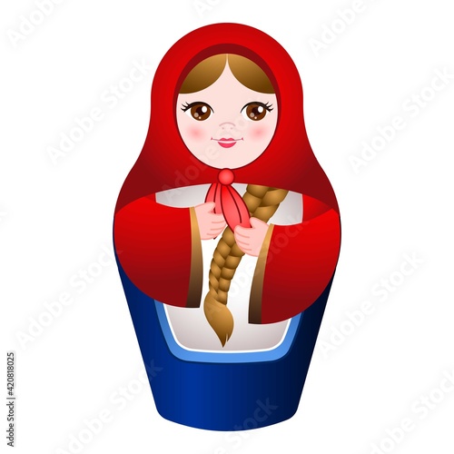 Craft nested doll icon, cartoon style