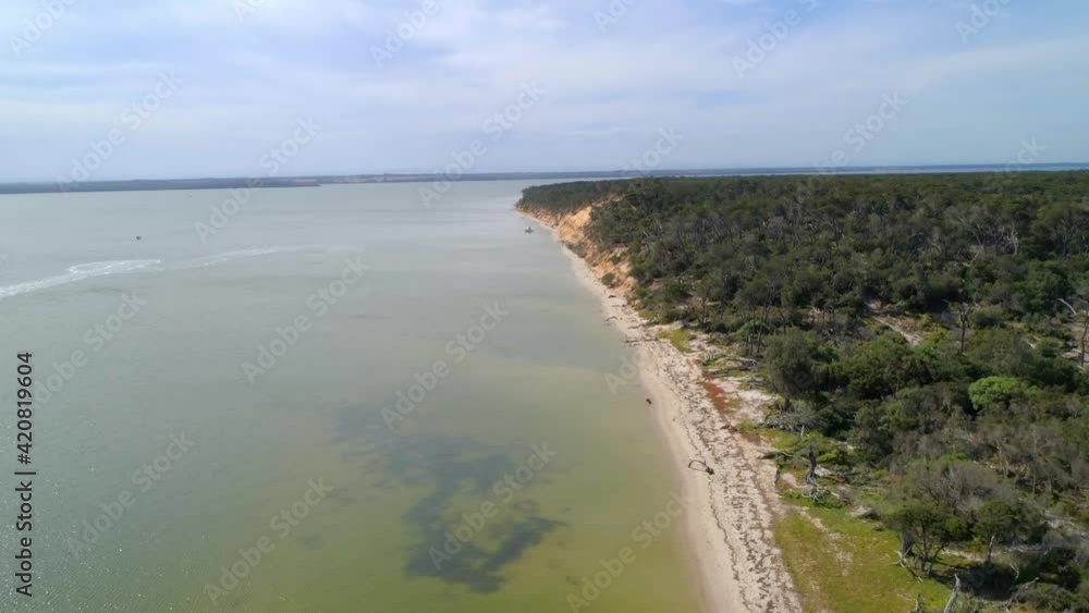 Slow aerial rise over Pelican Bay in Gippsland, Victoria, Australia Slow aerial rise over Pelican Bay in Gippsland, Victoria, Australia