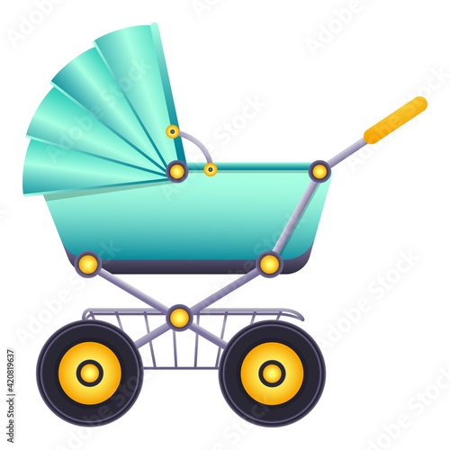 Baby carriage icon, cartoon style
