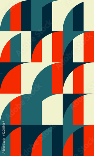 Vertical Layout Poster Design Wth Abstract Vector Geometric Shapes Pattern