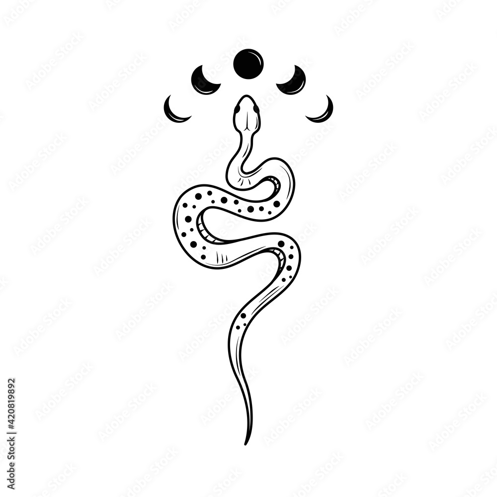 tattoo snake moon Stock Vector Adobe Stock