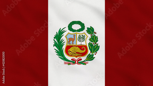 Peru Crumpled Fabric Flag. Peru Flag, Peru Banner, South America Flags, Latin America. Celebration. Flag Day. Patriots. Surface Texture. Background Fabric.
