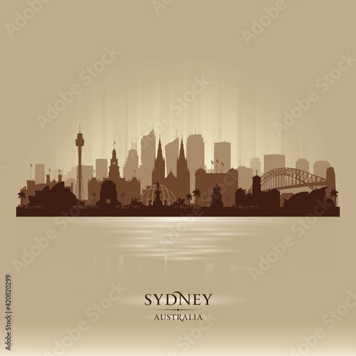 Sydney Australia city skyline vector silhouette
