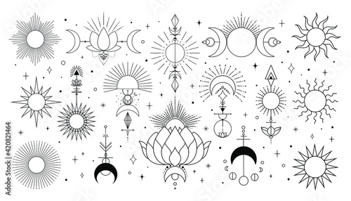 Mysterious clip art. Set of abstract vector Illustration. 
