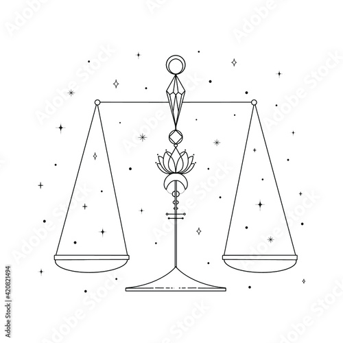 Astrology template Mystery vector illustration. Libra poster.