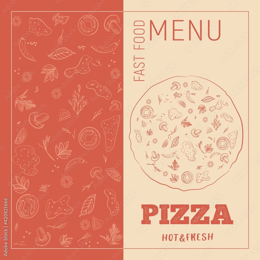 Pizza vector illustration in sketch style