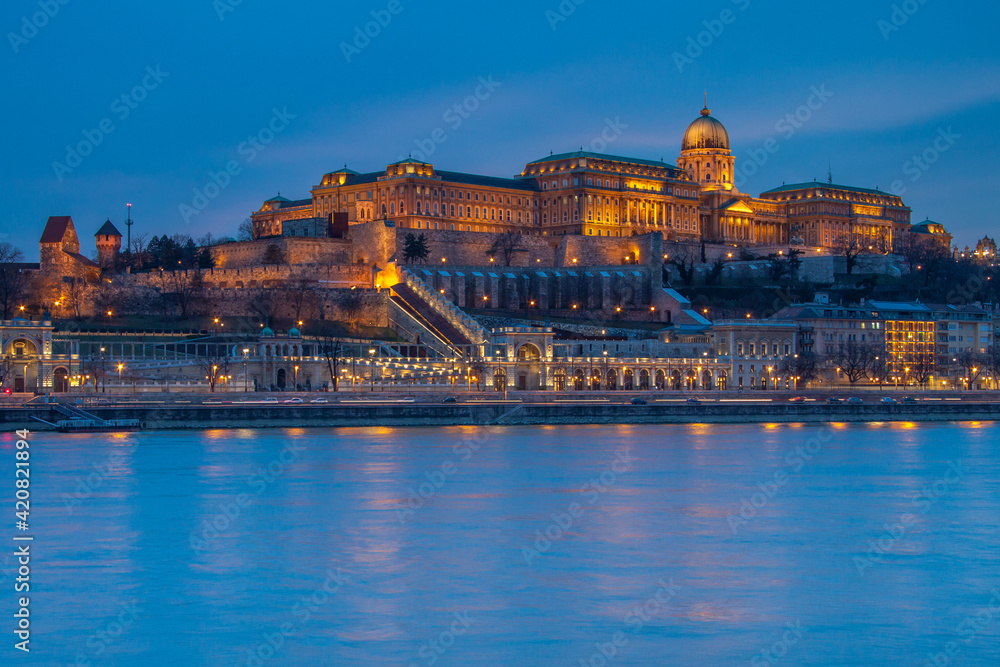 evening view of the Danube and Budapest Castle