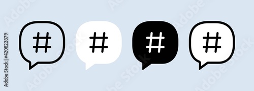 Hashtag icon set. Social media concept. Popular trend. Blogging. Vector EPS 10. Isolated on white background