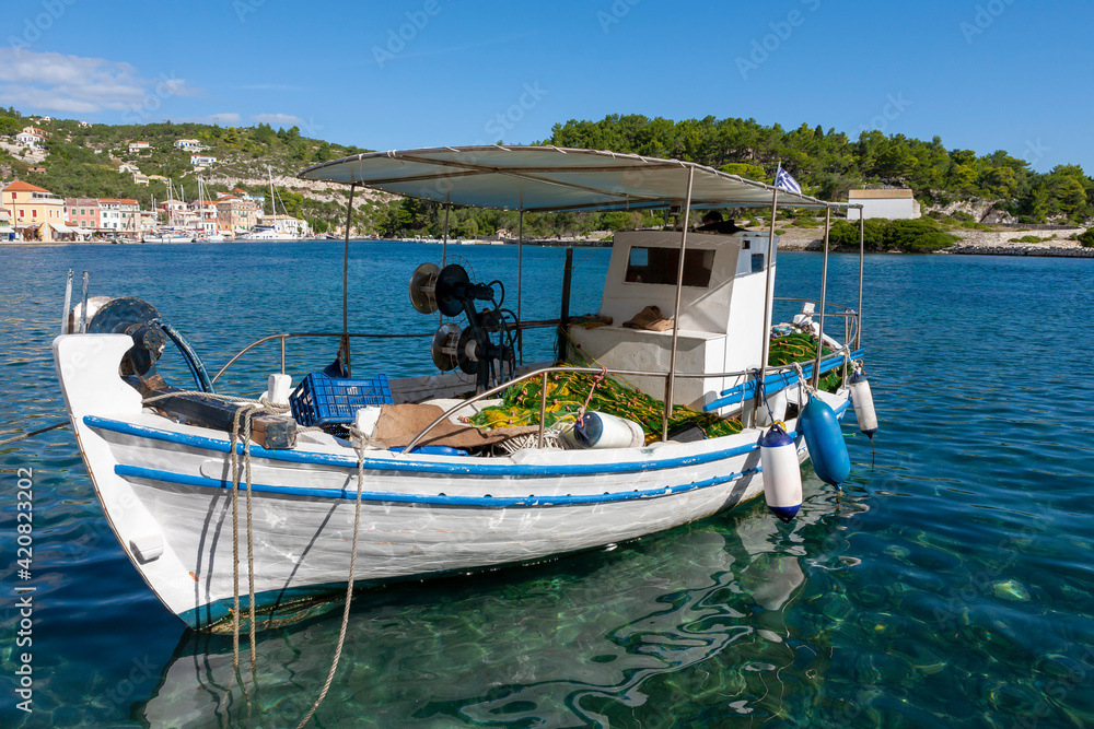 Local fishing boat in Gaios harbour, Paxos, Greece